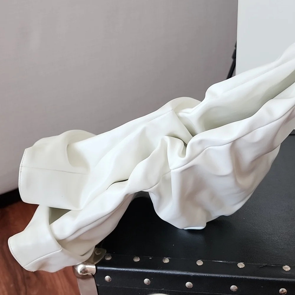 White Stiletto Thigh High Scrunch Boots - Picture 8 of 8